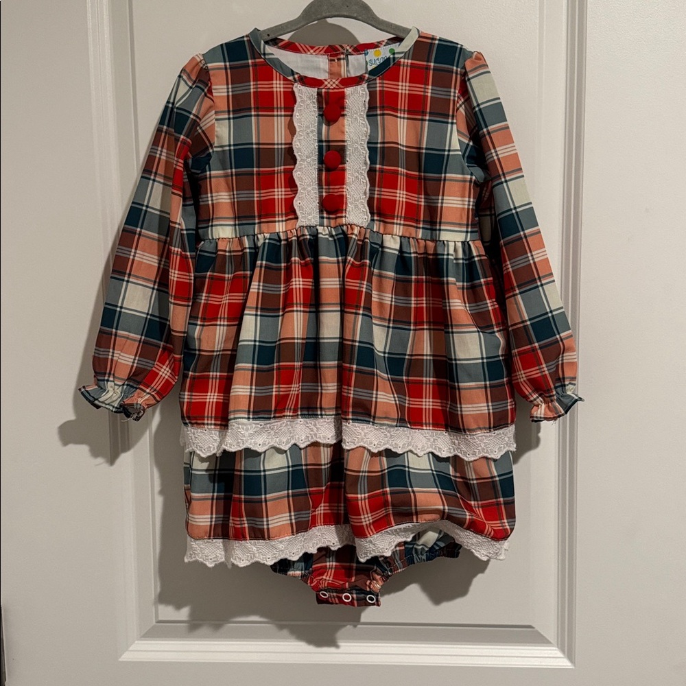 Plaid Long Sleeve skirted bubble